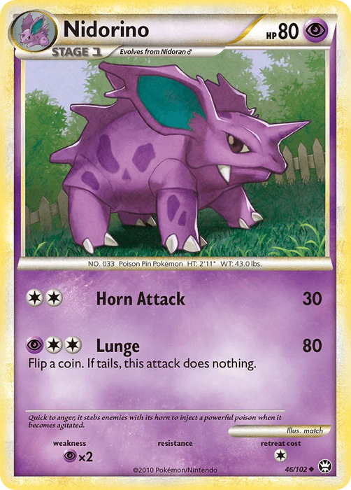 Nidorino (46/102) [HeartGold & SoulSilver: Triumphant] - for just $0.15! 