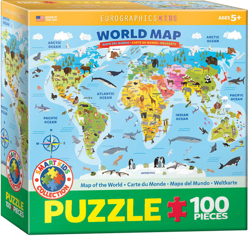 Puzzle: Educational Charts for Kids - Illustrated Map of the World - for just $10.99! 