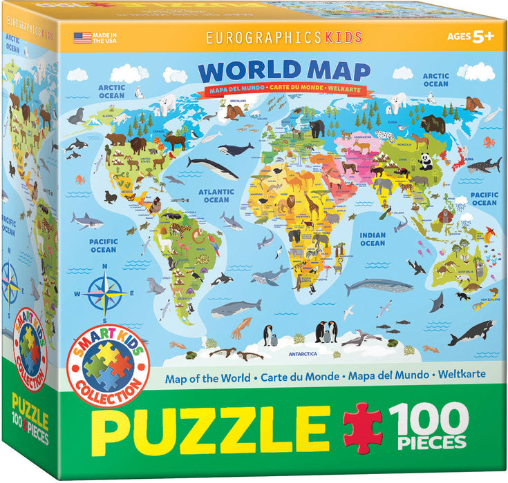 Puzzle: Educational Charts for Kids - Illustrated Map of the World - for just $10.99! 