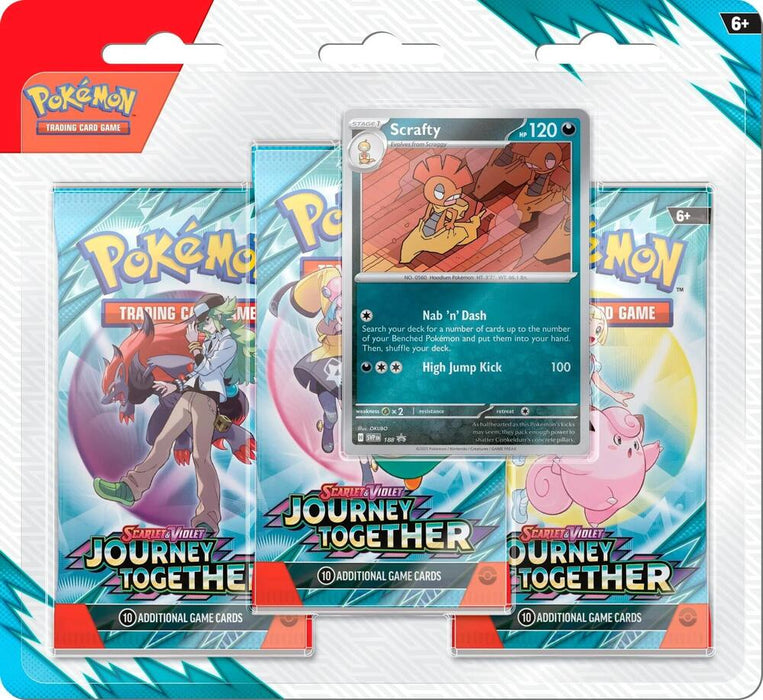 Pokemon: Scarlet & Violet - Journey Together 3-Booster Blister Pack - Scrafty - for just $17! 