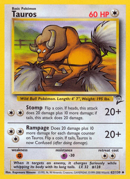 Tauros (62/130) [Base Set 2] - for just $1.40! 