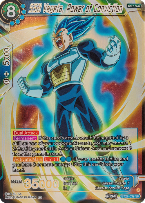 SSB Vegeta, Power of Conviction (BT27-039) [History of Z] - for just $1! 