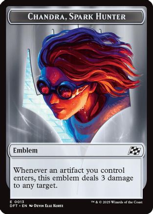 Emblem - Chandra, Spark Hunter // Vehicle Double-Sided Token (DFT-13 // 12) - Aetherdrift - for just $0.05! 