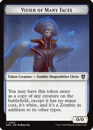 Vizier of Many Faces // Zombie (0003) Double-Sided Token (DRC-2 // 3) - Commander: Aetherdrift - for just $0.08! 