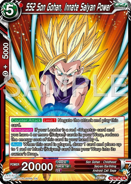 SS2 Son Gohan, Innate Saiyan Power (BT27-014) [History of Z] - for just $0.10! 