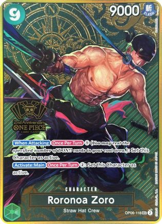 Roronoa Zoro (One Piece Japanese Version 2nd Anniversary Set) (OP06-118) - One Piece Promotion Cards Foil - for just $71.10! 