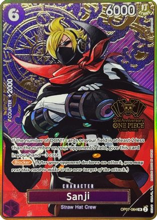 Sanji (One Piece Japanese Version 2nd Anniversary Set) (OP07-064) - One Piece Promotion Cards Foil - for just $43.25! 