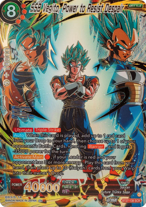 SSB Vegito, Power to Resist Despair (BT27-138) [History of Z] - for just $132.90! 