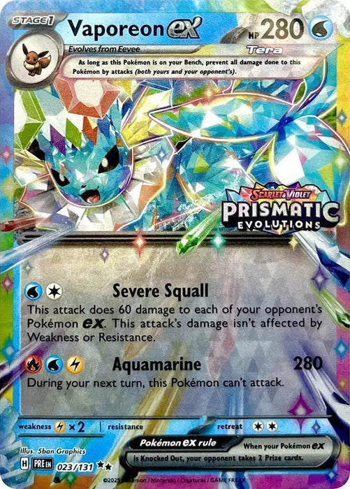 Vaporeon ex (023/131) (Prismatic Evolutions Stamp) [Scarlet & Violet: Prismatic Evolutions] - for just $3.05! 