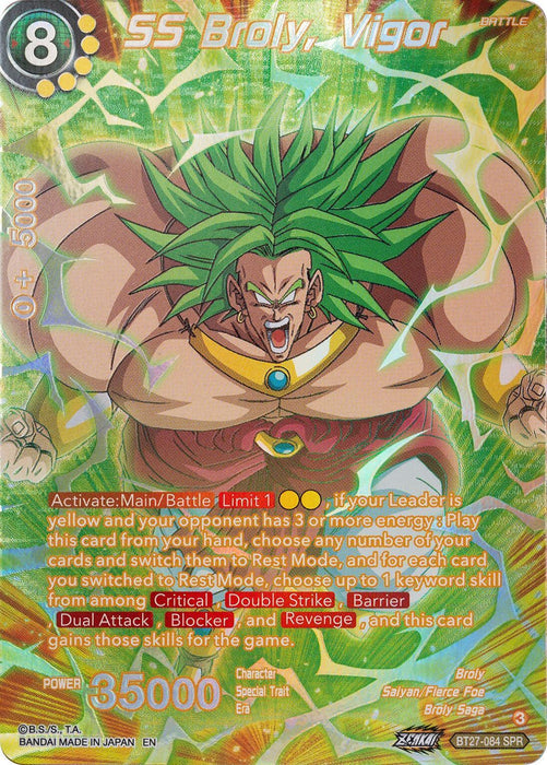 SS Broly, Vigor (SPR) (BT27-064) [History of Z] - for just $13.50! 