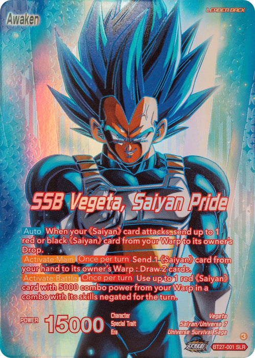 Vegeta // SSB Vegeta, Saiyan Pride (SLR) (BT27-001) [History of Z] - for just $97.65! 