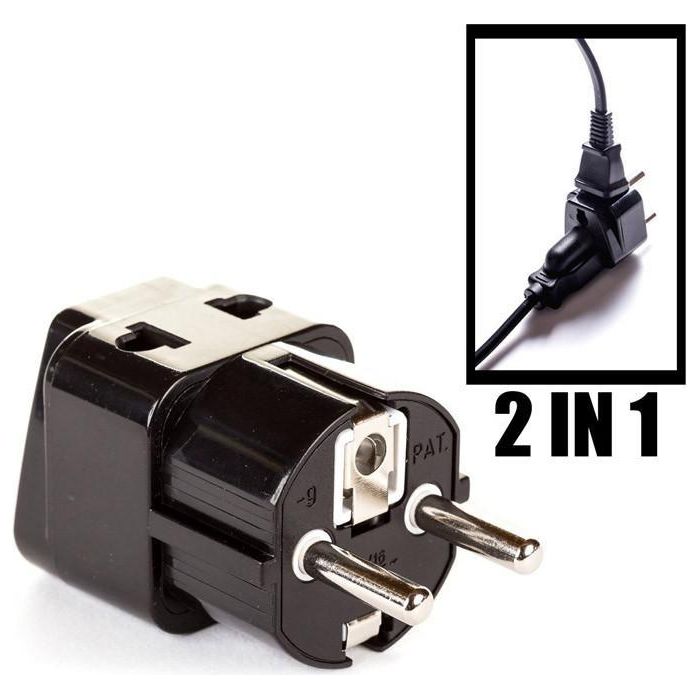 OREI 2 in 1 USA to Europe Adapter Plug (Schuko, Type E/F) - 2 Pack, Black - Just $8.99! Shop now at Retro Gaming of Denver