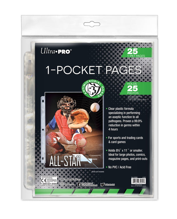 Ultra PRO: 1-Pocket Pages - Antimicrobial (8.5" x 11" / 25-Pack) - for just $0! 