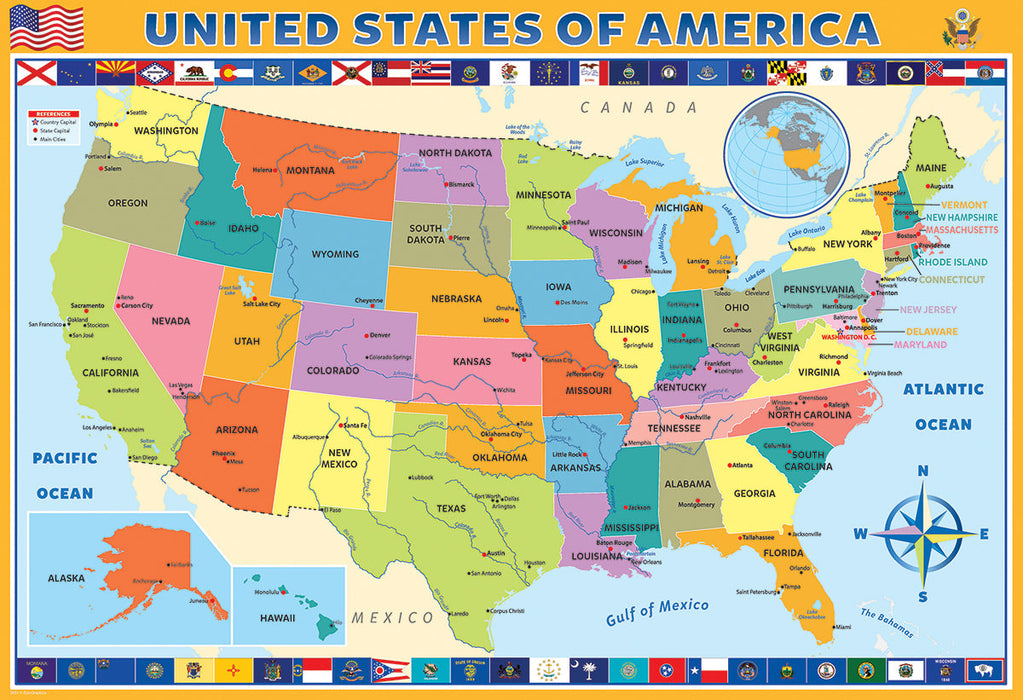 Puzzle: Educational Charts for Kids - Map of the US - for just $9.99! 