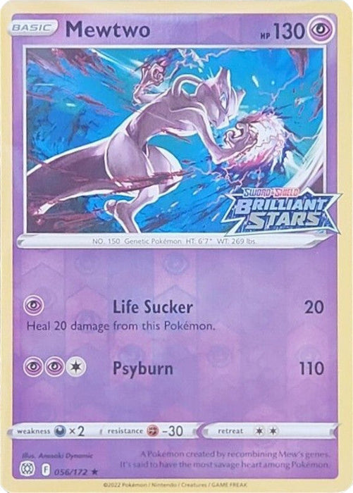 Mewtwo (056/172) (Brilliant Stars Stamped) [Sword & Shield: Brilliant Stars] - Just $7.70! Shop now at Retro Gaming of Denver