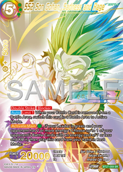 SS2 Son Gohan, Sadness and Rage (Serial Numbered) (BT27-059) [History of Z] - for just $1000! 