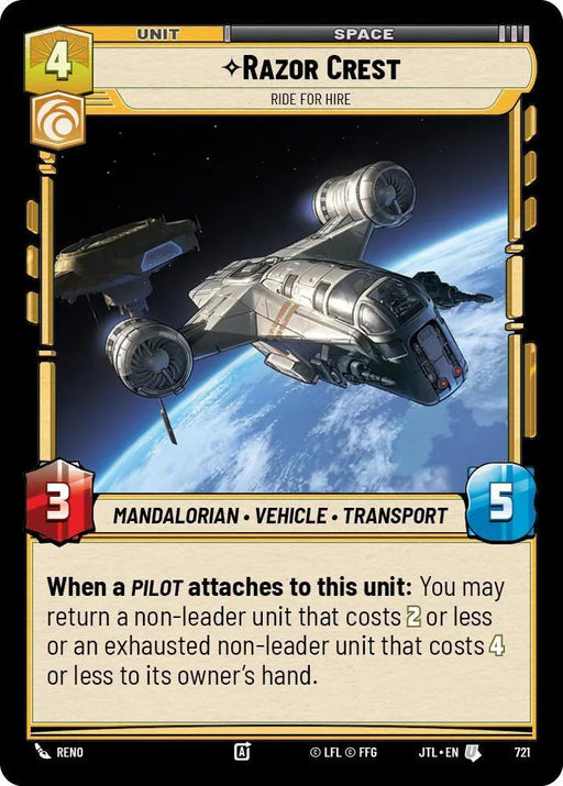 Razor Crest - Ride For Hire (Foil) (721) [Jump to Lightspeed] - for just $0.10! 