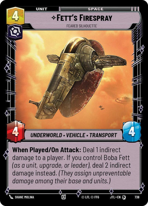 Fett's Firespray - Feared Silhouette (Foil) (738) [Jump to Lightspeed] - for just $0.15! 