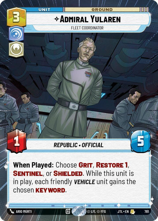 Admiral Yularen - Fleet Coordinator (Hyperspace Foil) (781) [Jump to Lightspeed] - for just $0.65! 