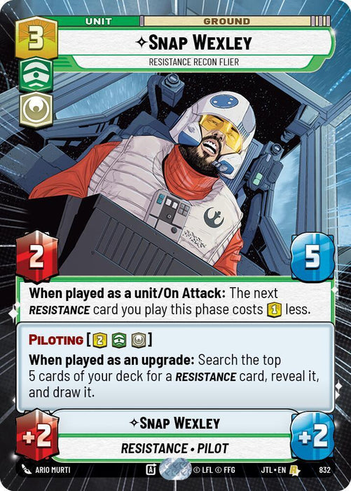 Snap Wexley - Resistance Recon Flier (Hyperspace Foil) (832) [Jump to Lightspeed] - for just $0.50! 