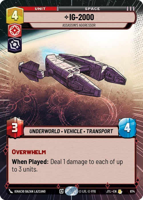 IG-2000 - Assassin's Aggressor (Hyperspace Foil) (874) [Jump to Lightspeed] - for just $0.95! 