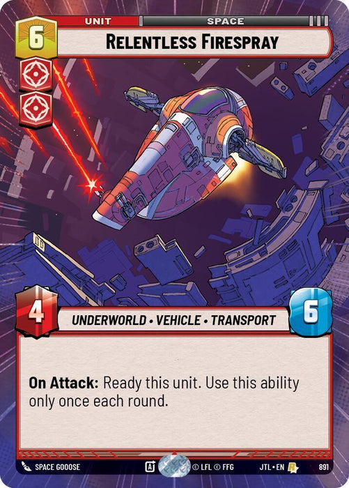Relentless Firespray (Hyperspace Foil) (891) [Jump to Lightspeed] - for just $0.50! 