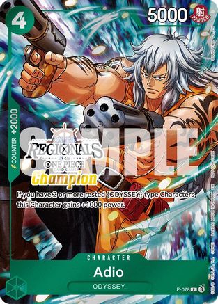 Adio (Regional Champion Card Set 2025 Vol.1) (P-078) - One Piece Promotion Cards Foil - for just $5500! 