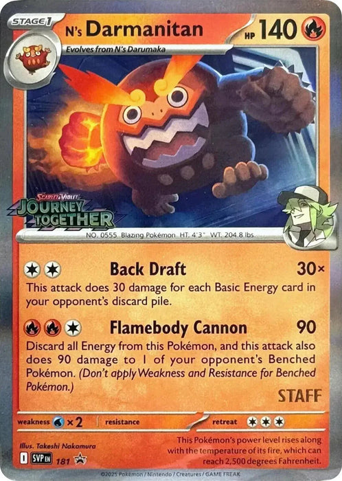 N's Darmanitan (181) (Prerelease Staff) [Scarlet & Violet: Black Star Promos] - for just $15.65! 
