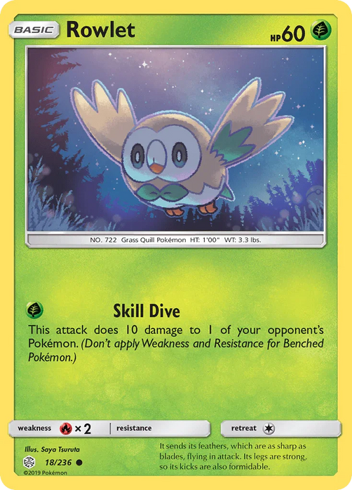 Rowlet (18/236) [Sun & Moon: Cosmic Eclipse] - for just $0.10! 