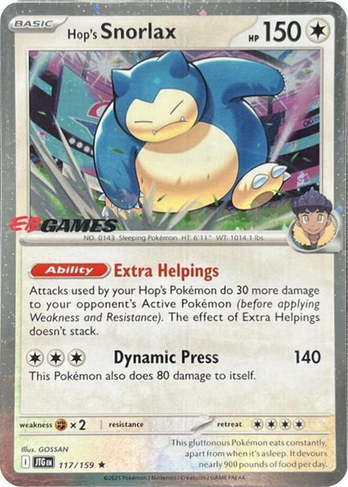Hop's Snorlax (117/159) (EB Games) (Cosmos Holo) [Scarlet & Violet: Journey Together] - for just $28.10! 