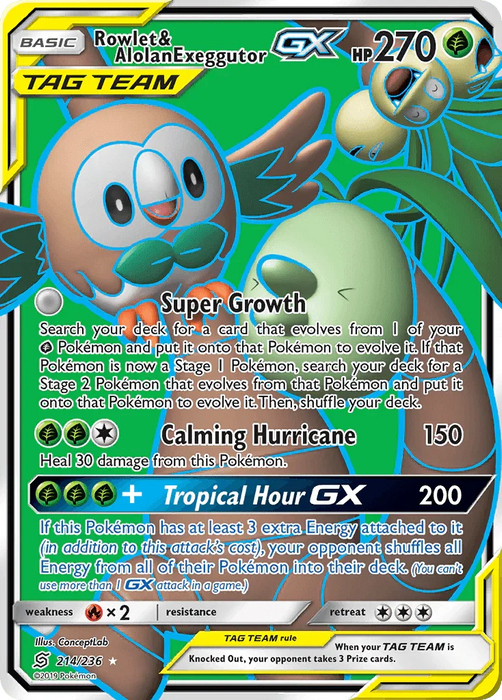 Rowlet & Alolan Exeggutor GX (214/236) [Sun & Moon: Unified Minds] - for just $9.55! 
