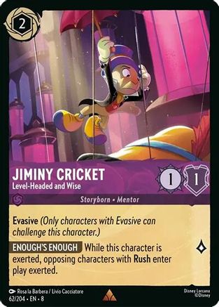 Jiminy Cricket - Level-Headed and Wise (62/204) - Reign of Jafar Cold Foil - for just $0.18! 