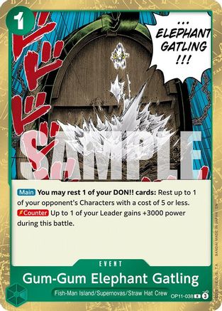 Gum-Gum Elephant Gatling (OP11-038) - A Fist of Divine Speed Foil - for just $0.08! 
