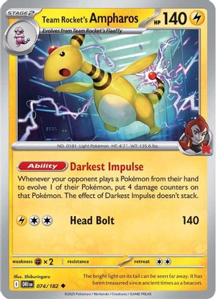 Team Rocket's Ampharos 074 - SV10 Destined Rivals Reverse Holofoil - for just $0.15! 
