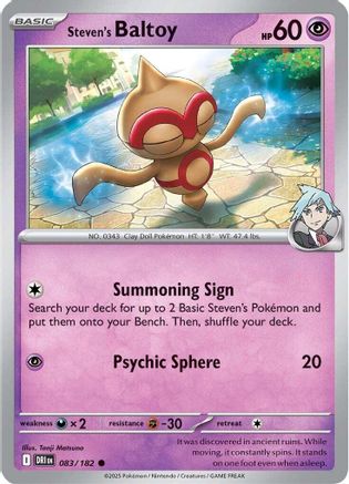 Steven's Baltoy 083 - SV10 Destined Rivals Reverse Holofoil - for just $0.08! 