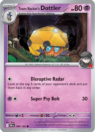 Team Rocket's Dottler 088 - SV10 Destined Rivals - for just $0.05! 