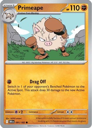 Primeape 091 - SV10 Destined Rivals Reverse Holofoil - for just $0.05! 
