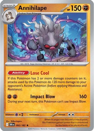 Annihilape 092 - SV10 Destined Rivals Holofoil - for just $0.08! 