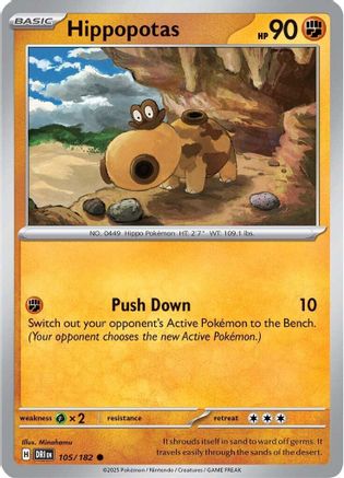 Hippopotas 105 - SV10 Destined Rivals Reverse Holofoil - for just $0.08! 