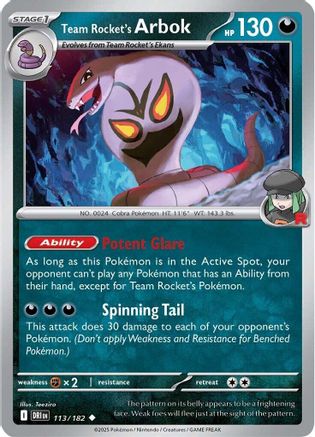 Team Rocket's Arbok 113 - SV10 Destined Rivals Reverse Holofoil - for just $0.15! 