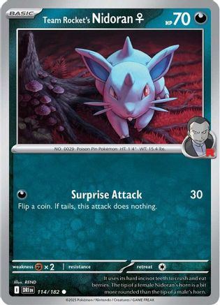 Team Rocket's Nidoran F 114 - SV10 Destined Rivals Reverse Holofoil - for just $0.18! 