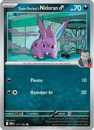 Team Rocket's Nidoran M 117 - SV10 Destined Rivals - Reverse Holofoil - for just $0.05! 