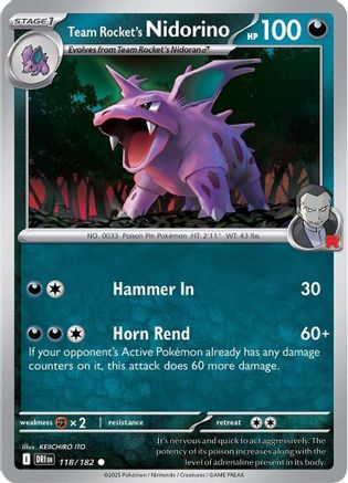 Team Rocket's Nidorino 118 - SV10 Destined Rivals - for just $0.10! 