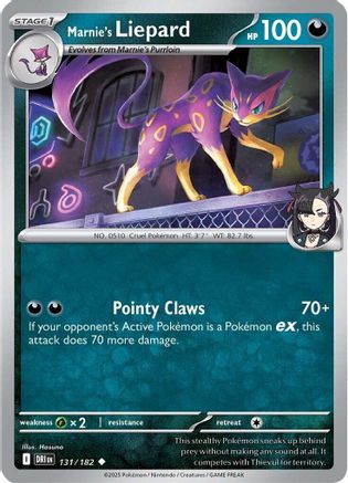 Marnie's Liepard 131 - SV10 Destined Rivals Reverse Holofoil - for just $0.05! 