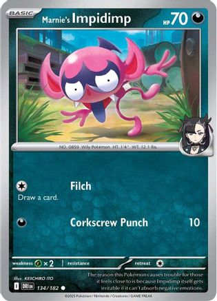 Marnie's Impidimp 134 - SV10 Destined Rivals Reverse Holofoil - for just $0.18! 