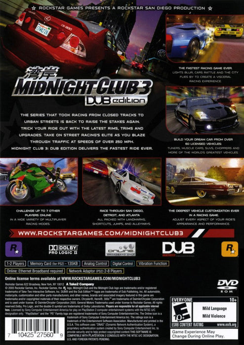 Midnight Club 3: Dub Edition – PlayStation 2 (PS2) - for just $34.99! 