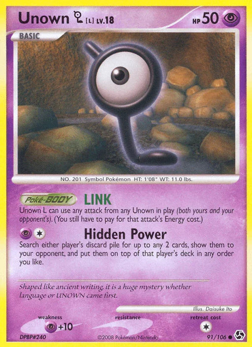 Unown L (91/106) [Diamond & Pearl: Great Encounters] - for just $0.65! 