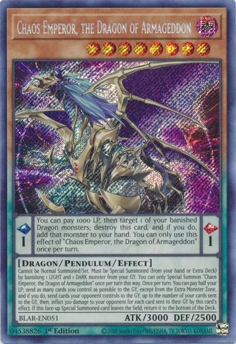 Chaos Emperor, the Dragon of Armageddon [BLAR-EN051] Secret Rare - for just $2.80! 