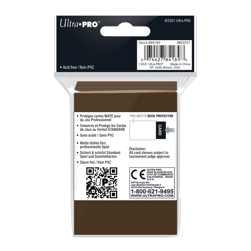 Ultra PRO: Standard 50ct Sleeves - PRO-Matte (Brown) - Just $0! Shop now at Retro Gaming of Denver