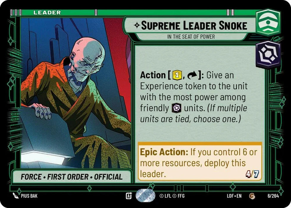 Supreme Leader Snoke - In the Seat of Power (006/264) (006/264) [Legends of the Force] - for just $0.10! 